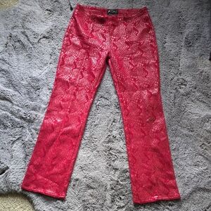 FUBU VTG 90 Y2k The Collection Red Boot Flare Pants Textured Pattern 9/10